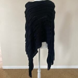 Women’s black sweater shawl poncho